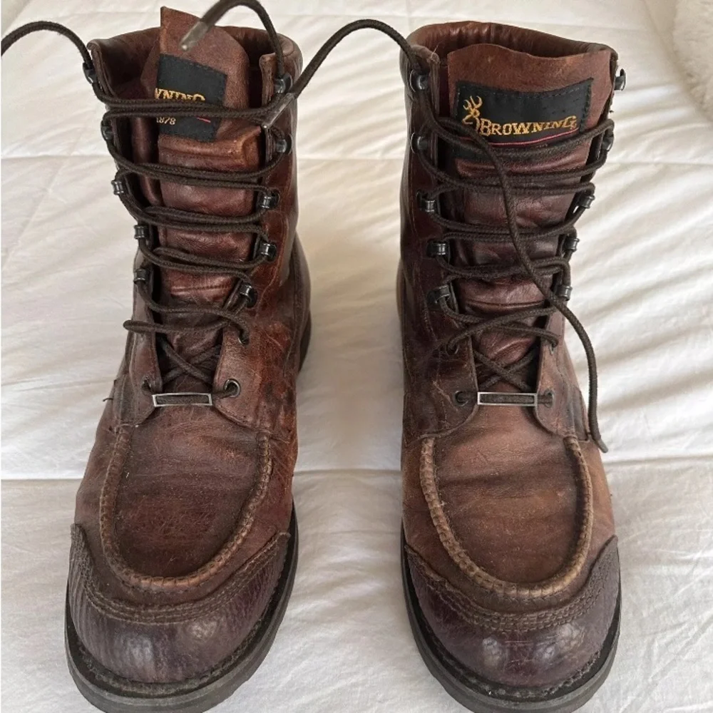 Vintage Rare USA Browning Moc Toe Safety Hunting Work Boots Size 10.5
